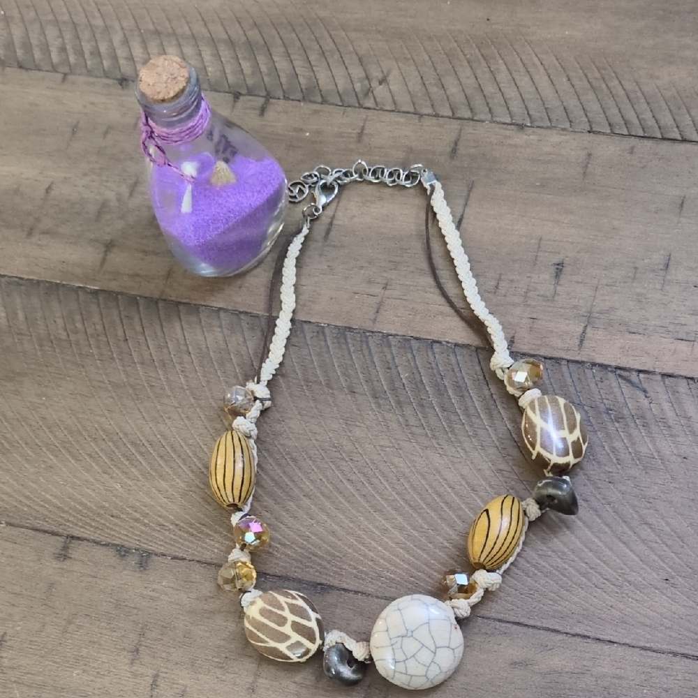 Beach Beaded Necklace with Natural Tones